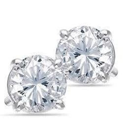 3.20 Carats Round Cut Natural Earth Mined Diamond Women Stud Earring White Gold 14K