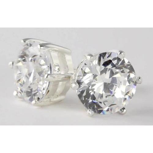 3 Carats Round Diamond Stud Earrings White Gold 14K - Stud Earrings-harrychadent.ca