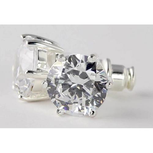 3 Carats Round Diamond Stud Earrings White Gold 14K - Stud Earrings-harrychadent.ca