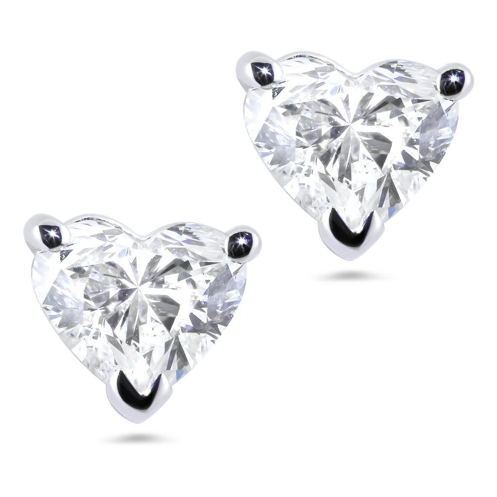 3 Ct. Heart Cut Diamond Stud Earring Prong Setting White Gold - Stud Earrings-harrychadent.ca