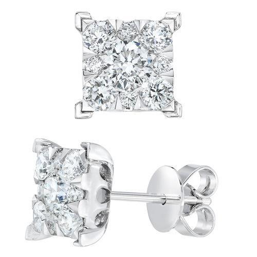 4.60 Ct Round Diamonds Ladies Studs Earrings White Gold 14K - Stud Earrings-harrychadent.ca