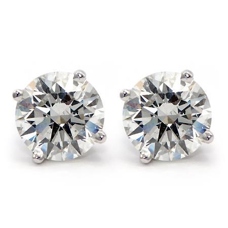 4 Carats Rounds Sparkling Diamonds Lady Stud Earrings White Gold 14K - Stud Earrings-harrychadent.ca