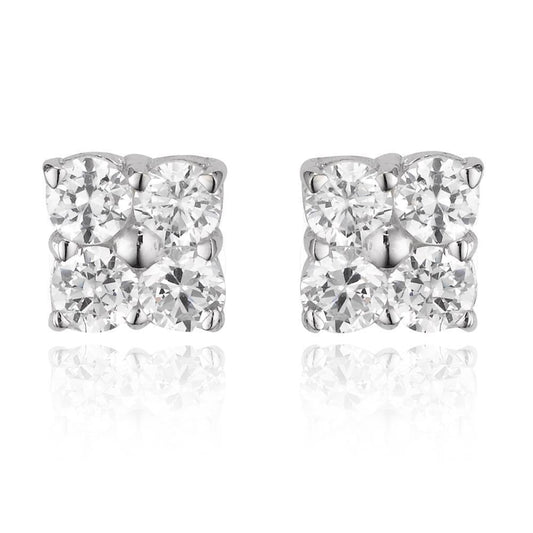 4 Ct Round Cut Diamond Lady Stud Earring 14K White Gold - Stud Earrings-harrychadent.ca