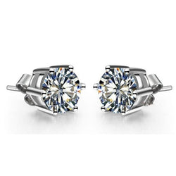 4 Ct Sparkling Round Cut Natural Earth Mined Diamonds Women Stud Earrings White Gold 14K