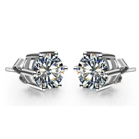 4 Ct Sparkling Round Cut Diamonds Women Stud Earrings White Gold 14K - Stud Earrings-harrychadent.ca