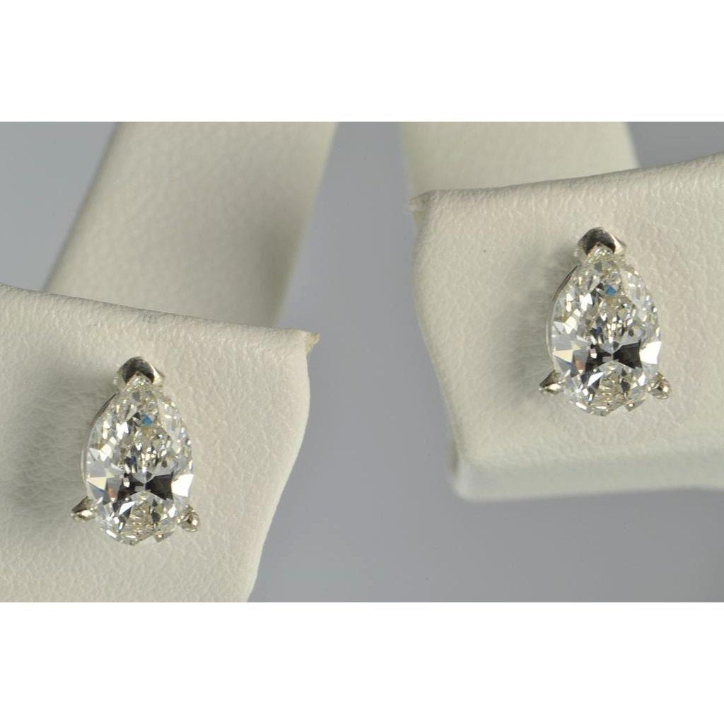 8 Carats Pear Cut Diamond Women Stud Earrings White Gold 14K - Stud Earrings-harrychadent.ca