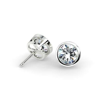 Bezel Set 4.50 Carats Sparkling Round Cut Diamond Stud Earrings - Stud Earrings-harrychadent.ca