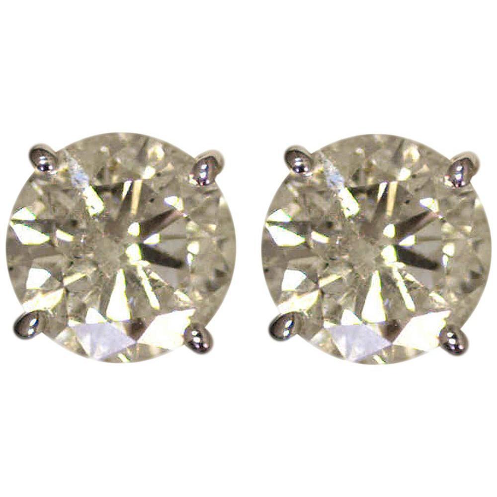Big 6 Carat Diamonds Stud Earrings White Gold New - Stud Earrings-harrychadent.ca