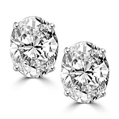 Big Diamond Stud Earring Pair 6 Ct White Gold 14K Women Jewelry - Stud Earrings-harrychadent.ca