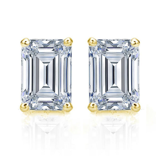 Big Emerald Cut 6 Carats Diamond Stud Earrings Women Jewelry - Stud Earrings-harrychadent.ca