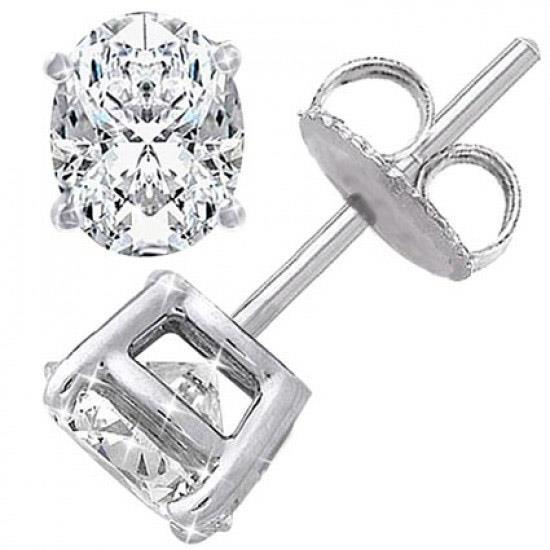 Big Oval Cut 5.80 Carats Diamonds Women Studs Earrings White Gold - Stud Earrings-harrychadent.ca