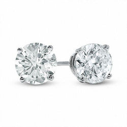 Big Round Cut 4 Carats Diamonds Lady Studs Earrings 14K Wg