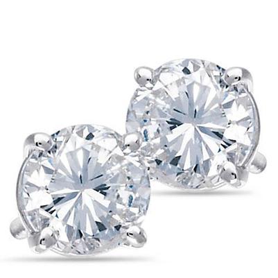 Big Solitaire 4.40 Ct Round Cut Diamond Lady Stud Earring White Gold - Stud Earrings-harrychadent.ca