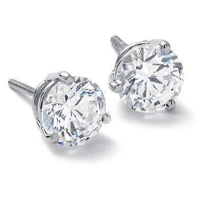 Diamond Ladies Studs Earring 1.60 Ct White Gold 14K - Stud Earrings-harrychadent.ca