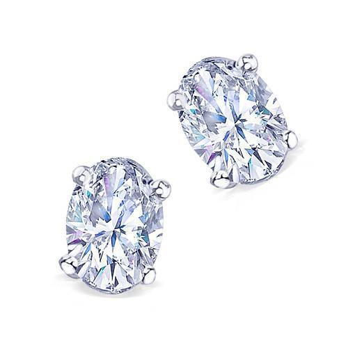 Diamond Oval Cut 1 Carat Diamond Stud Earring White Gold New - Stud Earrings-harrychadent.ca