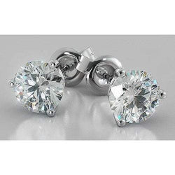 Natural Earth Mined Diamond Solitaire Stud Earrings 1.50 Carats White Gold 14K Jewelry New