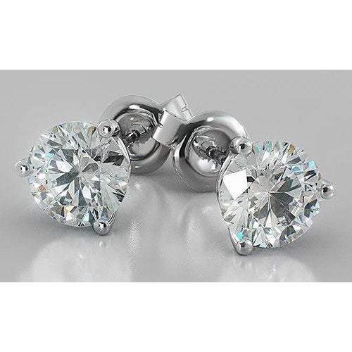 Diamond Solitaire Stud Earrings 1.50 Carats White Gold 14K Jewelry New - Stud Earrings-harrychadent.ca