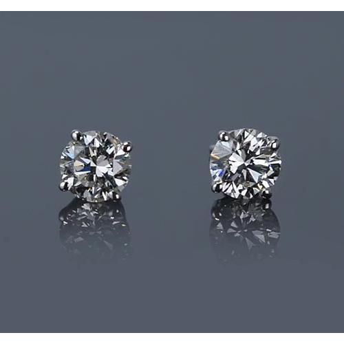 Diamond Stud Earring 1.20 Carats White Gold 14K Round F Vs1 - Stud Earrings-harrychadent.ca