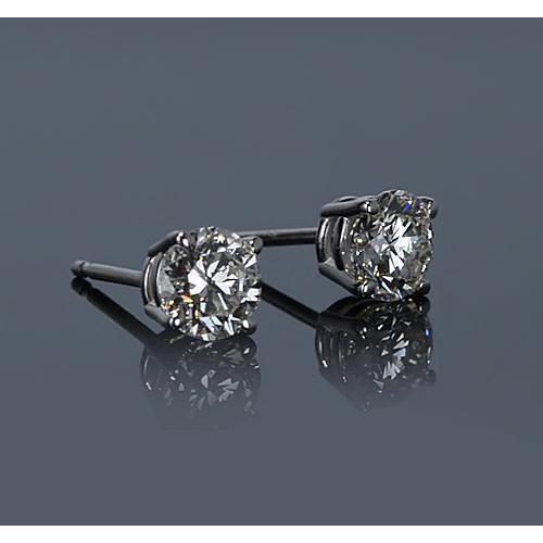 Diamond Stud Earring 1.20 Carats White Gold 14K Round F Vs1 - Stud Earrings-harrychadent.ca