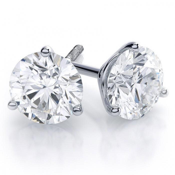 Diamond Stud Earring 6 Ct. Big Round Solid White Gold 14K Prong Set - Stud Earrings-harrychadent.ca