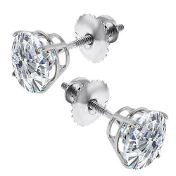 Diamond Stud Earring Fine Jewelry 2.20 Carats 14K White Gold