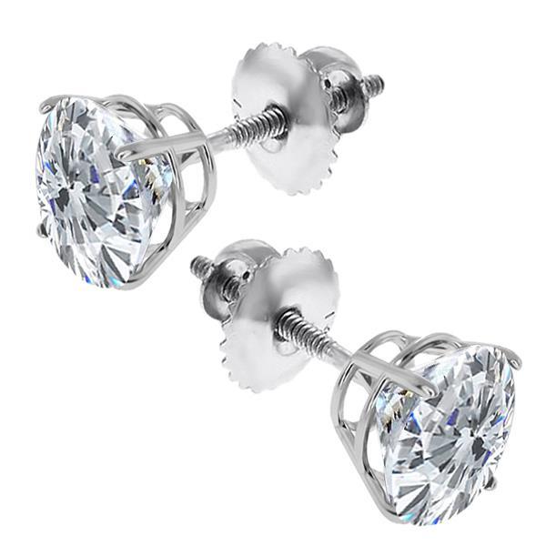 Diamond Stud Earring Fine Jewelry 2.20 Carats 14K White Gold - Stud Earrings-harrychadent.ca