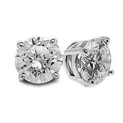 Natural Earth Mined Diamond Stud Earring Solid White Gold 14K Lady Fine Jewelry 2 Carats