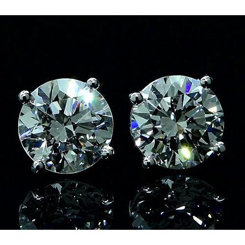 Diamond Stud Earrings 6 Carats White Gold 14K - Stud Earrings-harrychadent.ca