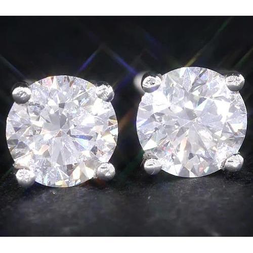 Diamond Studs 2  Carats White Gold - Stud Earrings-harrychadent.ca