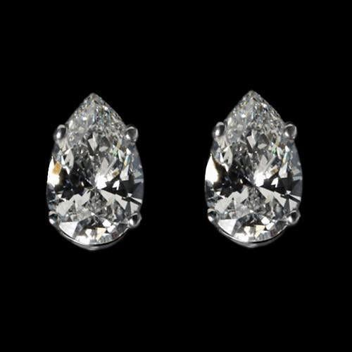 Diamonds Stud Women Earring White Gold New 1 Carat Pear Cut G Si1 - Stud Earrings-harrychadent.ca