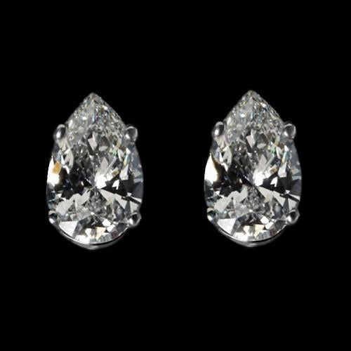 F Vs1 Diamonds Pear Cut Stud Post Earrings 2.02 Ct. - Stud Earrings-harrychadent.ca