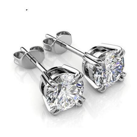 F Vs1 Sparkling 3 Ct Round Cut Diamonds Women Stud Earring White Gold - Stud Earrings-harrychadent.ca