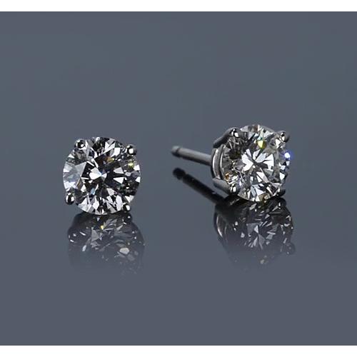 Four Prong Diamond Stud Earring 1.30 Carats White Gold 14K Jewelry - Stud Earrings-harrychadent.ca