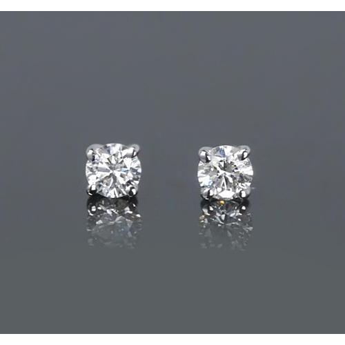 Four Prong Round Diamond 1 Carat Stud Earrings White Gold 14K - Stud Earrings-harrychadent.ca