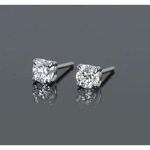 Four Prong Round Diamond 1 Carat Stud Earrings White Gold 14K - Stud Earrings-harrychadent.ca