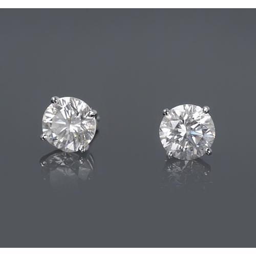 Four Prong Setting Round Diamond Stud Earring 1.50 Carats - Stud Earrings-harrychadent.ca