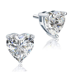 Gorgeous 2 Carats Heart Cut Natural Earth Mined Diamond Women Stud Earring White Gold 14K