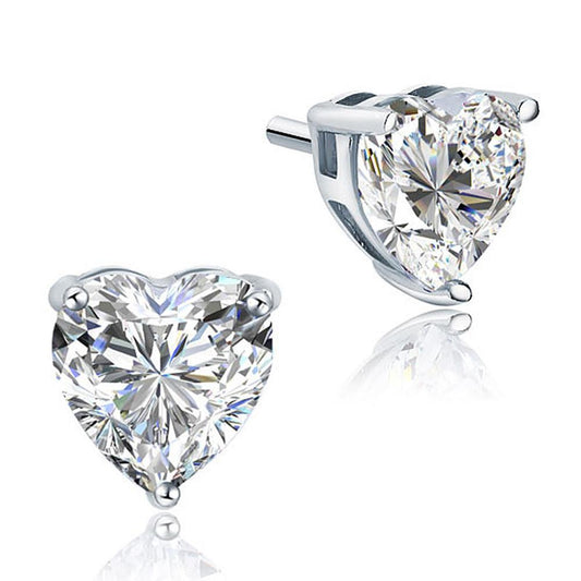Gorgeous 2 Carats Heart Cut Diamond Women Stud Earring White Gold 14K - Stud Earrings-harrychadent.ca