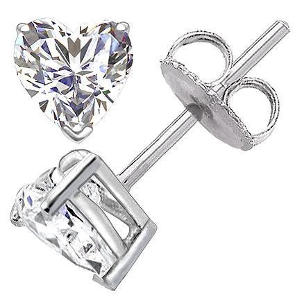 Heart Cut Diamond Stud Earrings 2 Carats Prong Setting - Stud Earrings-harrychadent.ca