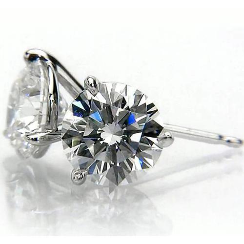 Martini Round Diamond Stud Earrings 1.50 Carats White Gold 14K - Stud Earrings-harrychadent.ca