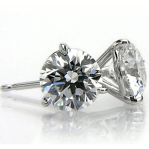 Martini Round Diamond Stud Earrings 1.50 Carats White Gold 14K - Stud Earrings-harrychadent.ca