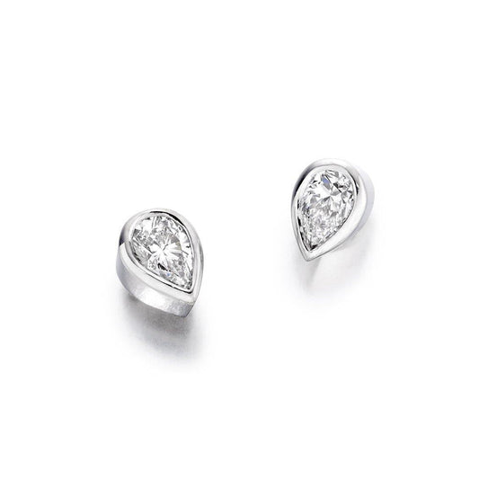 Natural 3.00 Carats Diamonds Studs Earrings Gold 14K White - Stud Earrings-harrychadent.ca