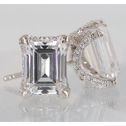 Natural Earth Mined Diamond Studs Emerald Cut 1.50 Carats