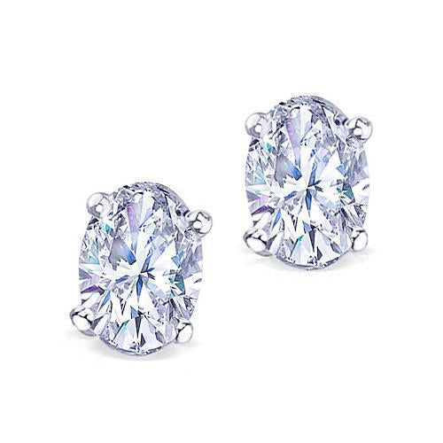 Oval Cut Diamond F Vs1 Stud Earring 1.50 Carat White Gold 14K - Stud Earrings-harrychadent.ca