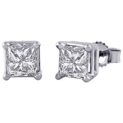 Princess Cut 3.50 Ct Diamonds Women Studs Earring White Gold 14K - Stud Earrings-harrychadent.ca