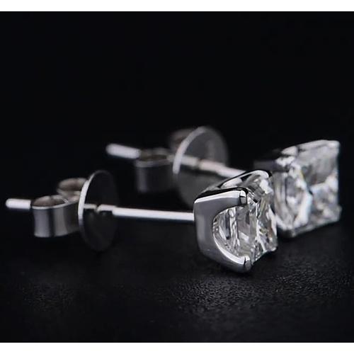 Princess Diamond Stud Earrings 1.50 Carats Prong White Gold 14K - Stud Earrings-harrychadent.ca