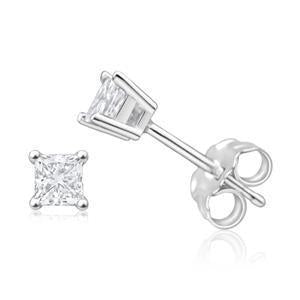 Princess Shaped F Vs1 Diamond Stud Earrings 2.0 Carat White Gold 14K - Stud Earrings-harrychadent.ca