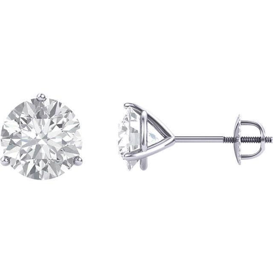 Prong Setting Round Diamond Stud Earring White Gold 14K 2 Carats - Stud Earrings-harrychadent.ca