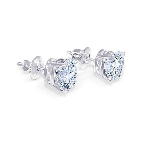Round Cut 1.80 Carat Diamond Stud Pair Earring White Gold 14K Jewelry - Stud Earrings-harrychadent.ca
