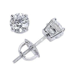 Round Cut Natural Earth Mined Diamond 2.30 Ct Lady Studs Earring White Gold Fine Jewelry